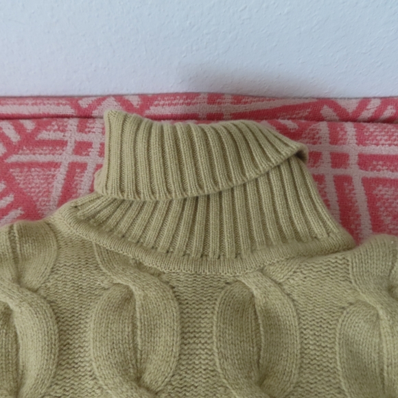 Vntg Ballantyne of peebles beige Cashmere Turtleneck cableknit Sweater 102cm-40 - Picture 3 of 5